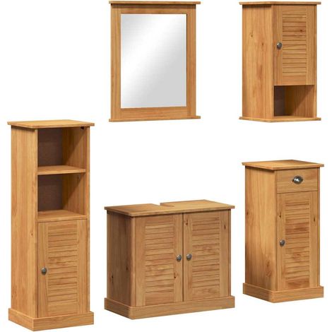 Maison Exclusive - Juego de muebles de baño con cajón VIGO 5 pcs Marrón miel (1/5)