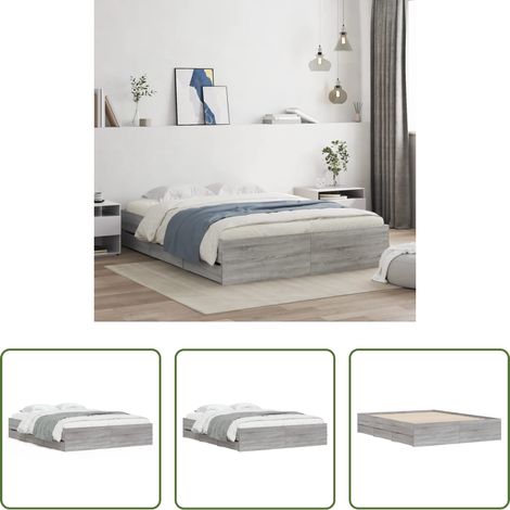 vidaXL Schubladenbett -  Bettgestell mit Schubladen Grau Sonoma 140x200 cm Holzwerkstoff (1/5)