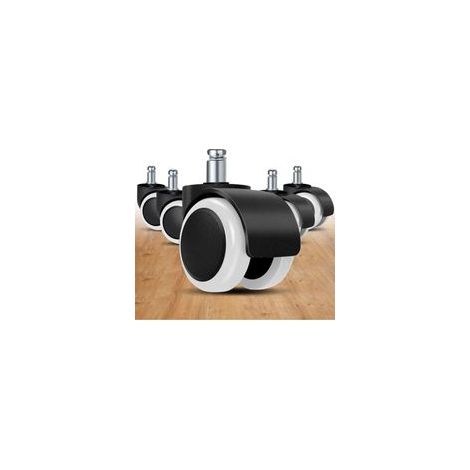 Ruedas de repuesto para sillas de oficina (juego de 5), 5 cm, tamaño universal (blancas), para suelos de madera y moqueta, ruedas de goma para sillas de oficina.