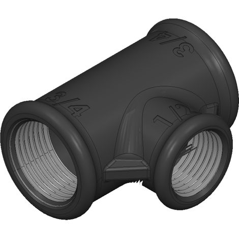 130RN - Raccord fonte malléable Té femelle réduit 1=32 noir 3/4''x1/2''x3/4'' - Sferaco