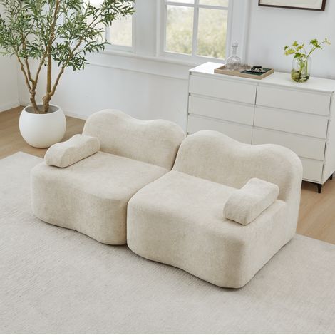Sofá modular de terciopelo beige sin montaje OKMYHOME (1/5)