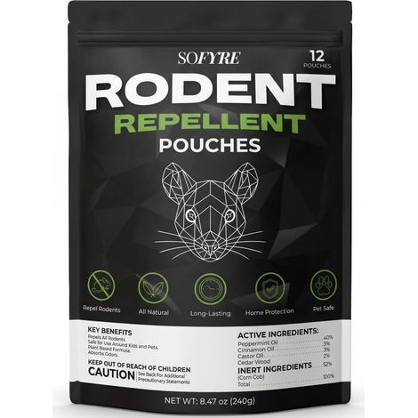 Sachets Répulsifs Rongeurs Lot de 12 Répulsif Souris Naturel aux Huiles Essentielles Menthe Poivrée Cannelle et Cèdre pour Maison et Garage (1/5)