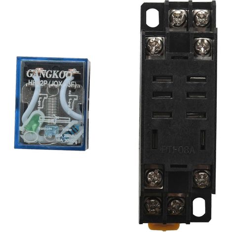 Relais de puissance à bobine 12 V CC DPDT LY2NJ HH62P-L JQX-13F 10 A avec embase PTF08A (1/4)