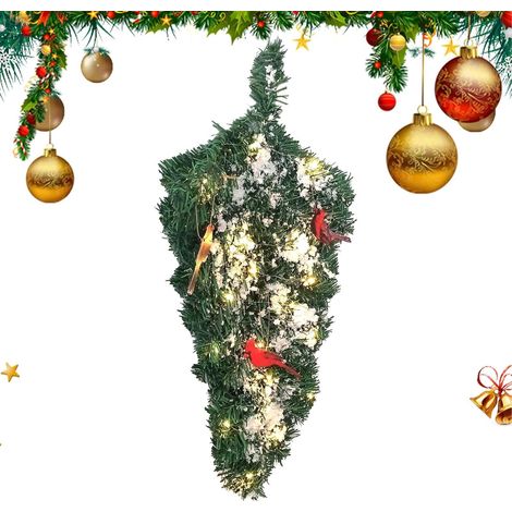 Sapin de Noël Renversé - Petit Arbre de Noël Illuminé Décoration de Fêtes Suspendable pour Vitrine Magasin Plafond Bureau Porte Maison Porche Mur Appartement (1/5)