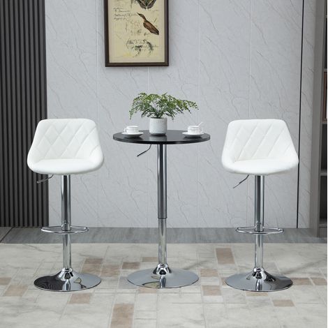 MEUBLIV Table haute ronde 61 x 70-90 cm noire – hauteur réglable et plateau pivotant (1/5)