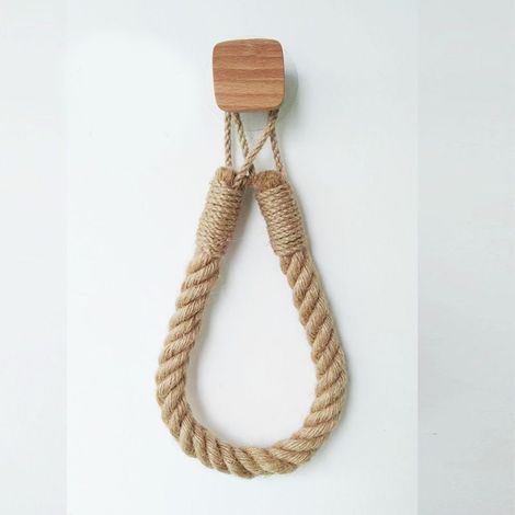 1PC Toilet Paper Holder Bathroom Kitchen Hemp Rope Towel Rack Bathroom Paper Holder Hemp Rope Square Piece (1/3)