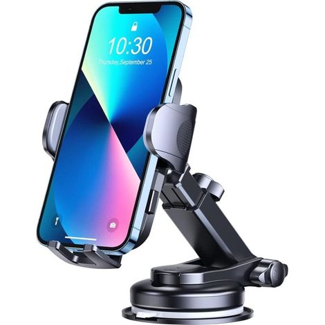 Support Telephone Voiture, Super Stable Porte Telephone Voiture Ventouse pour Tableau de Bord & Pare-Brise, Rotation 360° Fixe Voiture Telephone Un Bouton de Libération pour Smartphones 4 à 7” (1/5)