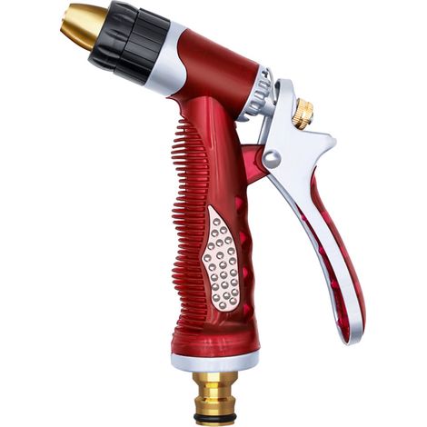 Pistolet pulvérisateur haute pression avec buse en laiton pour pelouse,jardin et lavage de voiture, 3 modes de pulvérisation, rouge (1/5)