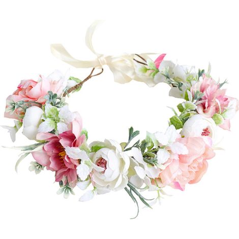 Guirlande de fleurs de princesse des bois, bandeau de fleurs pour mariage, accessoires pour cheveux, bandeau de fleurs pour mariages, fêtes, festivals et plages (1/5)
