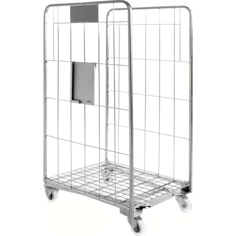 Kongamek Rollcontainer verzinkt 800x700x1570mm stapelbar mit Gitterboden und 2 Gitterwänden 125x300mm