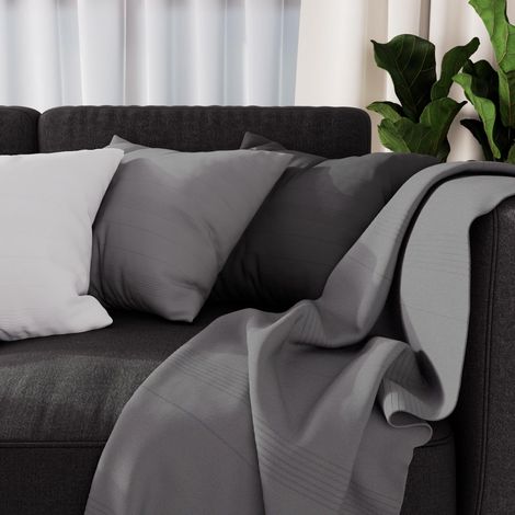 Soleil d'ocre Adele Plaid, gettato di poltrona, Policotone, Grigio, 140 x 200 cm (1/3)
