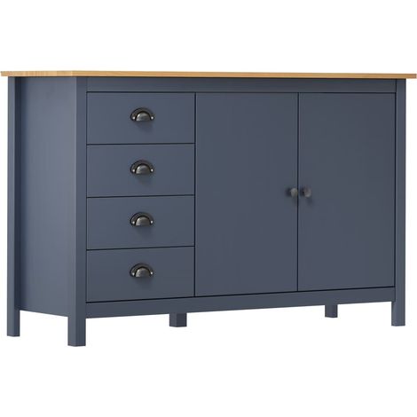 vidaXL Sideboard "Hill" Grey 130x40x80 cm Solid Pine Wood (1/4)