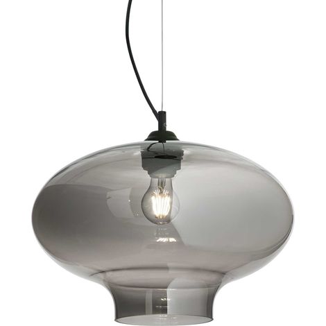 Sospensione Vintage-Decò Bistro' Metallo Fumè 1 Luce E27 D40 (1/2)