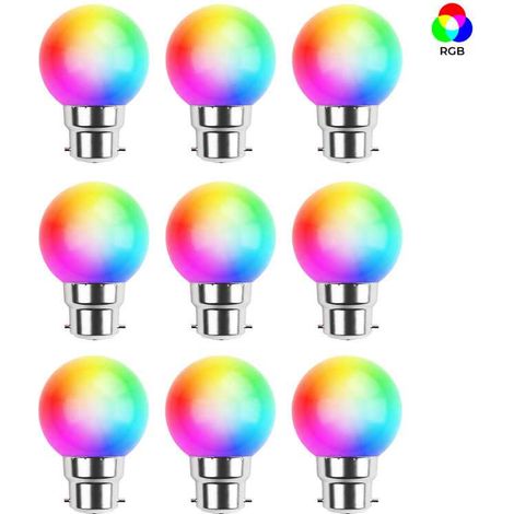 Lot de 9 ampoules Led RGB B22 Incassables - Guirlandes guinguette - Culot baïonnette