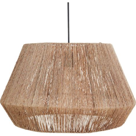 Lampada a sospensione con paralume in iuta e base in ferro in stile boho naturale Birau