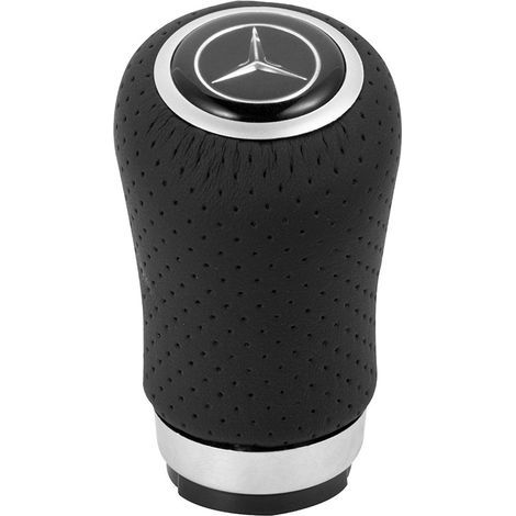 Designed for the Mercedes-Benz Vito W638 and W639, this product features a perforated leather gear knob adorned with a large logo. It is also available in black (without perforation). (Piece) (1/4)