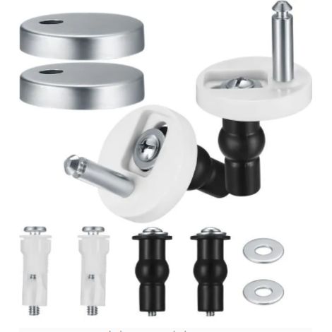 6 pièces Fixations pour charnières de siège de toilette, Vis de remplacement résistantes à la rouille, Installation simple pour abattants WC standards (1/5)