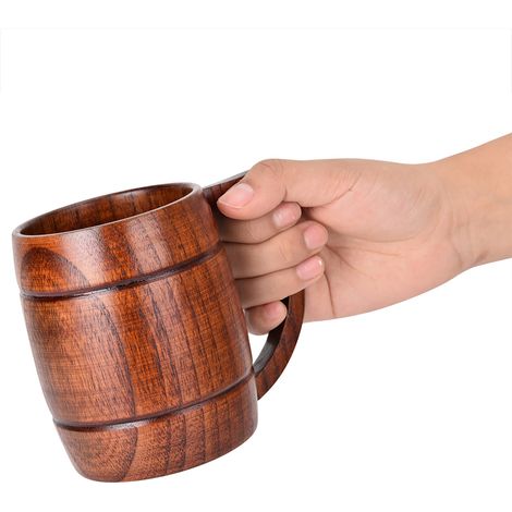 Gobelets à bière en bois naturel pur, fabriqués à la main, écologiques, pour boire de l'eau (1/5)