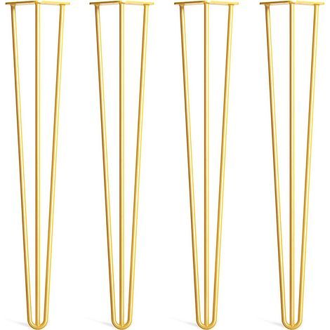 Lot de 4 pieds épingle 20 cm en acier – 3 tiges pour meilleure stabilité – 16 vis de fixation incluses – Pour meubles modernes (1/3)