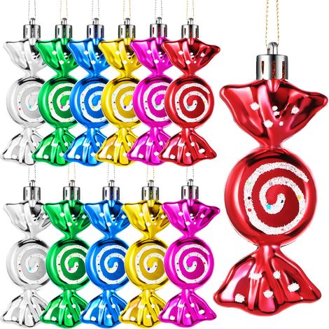 Set mit 12 zuckerstangenförmigen Christbaumkugeln – Mintgrüne und goldene Ornamente – Verschiedene Farben – Für Weihnachten und Halloween (1/5)
