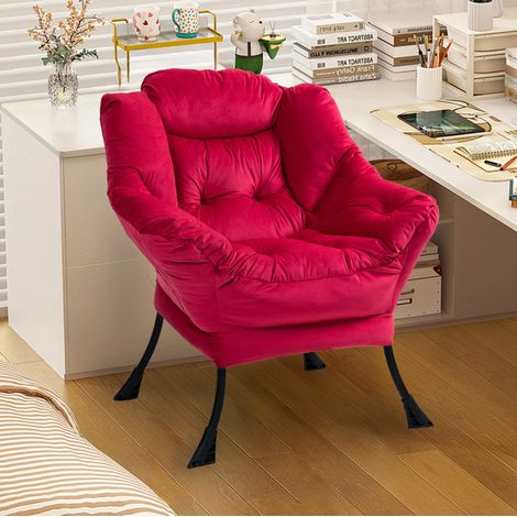 Relaxsessel rotbraun aus Metall mit weicher Kopfstütze und Seitentasche für komfortables Sitzen (1/4)