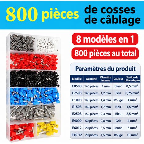 Pince à sertir pour embouts tubulaires avec 800 embouts européens 800 550 g – Livraison gratuite