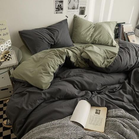 1 Parure De Lit 200x200 Cm Housse De Couette Microfibre Réversible Avec Fermeture Éclair 2 Taies D'oreiller 65x65 Cm Chambre Adulte