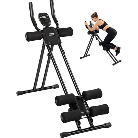 Appareil à abdominaux - SPORTNOW - pliable, écran LCD, double rail, pour gym à domicile - mousse PVC, acier - 92x41x83cm - noir (1/5)