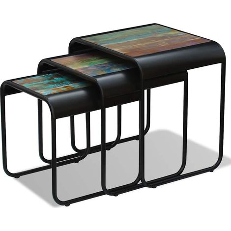Maison Exclusive - Tables gigognes 3 pcs Bois de récupération massif (1/5)