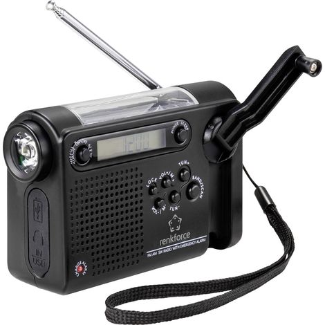Renkforce RF-CR-200 Kofferradio UKW, MW, KW Notfallradio  wiederaufladbar, Solarpanel, Handkurbel, W (1/5)