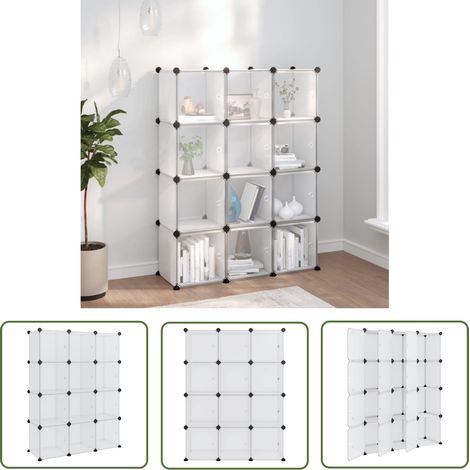 The Living Store Regalsystem mit 12 Würfeln und Türen Transparent PP - Regal - Stauraumlösungen - Aufbewahrungssystem - Wohnzimmer Dekoration - Garderobe (1/5)