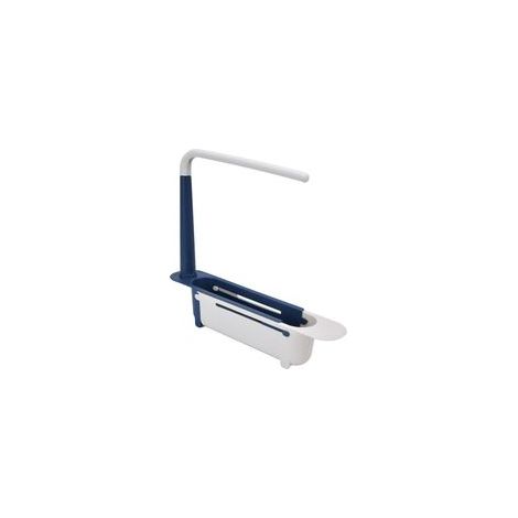 Teleskop-Spülbeckenabtropfkorb, verstellbar, großes Fassungsvermögen, ausziehbar, für Küchenspülen (blau) - 1 Stück - Crezuo