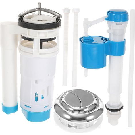 Kit de remplacement de valve de chasse d'eau de toilette avec valve flotteur et bouton-poussoir pour chasse d'eau double, valve de remplissage économiseur d'eau pour réparation 10,04 x 3,74 x 1,97 pou (1/5)