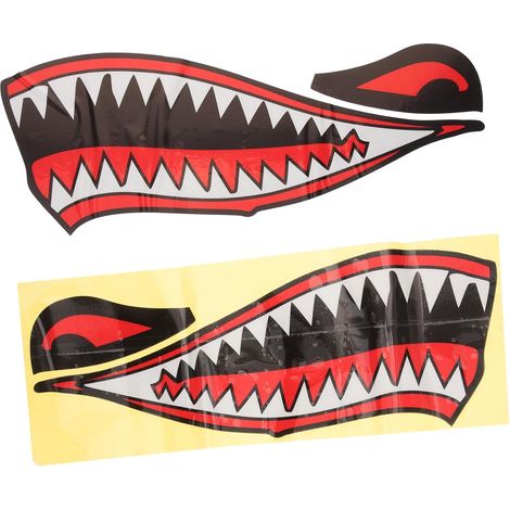 Autocollant Bouche de Requin 2 Pièces Pet Rouge pour Voiture (1/5)