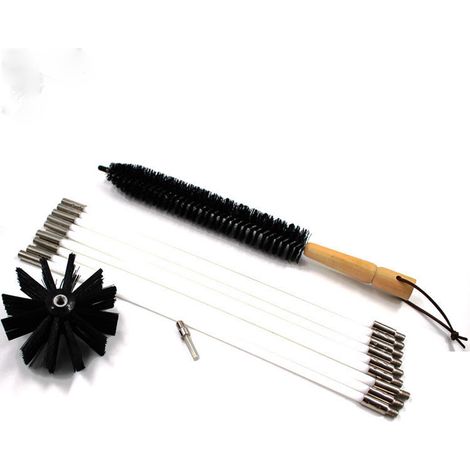 Brosses Nettoyages de Cheminée, Poêles à Pellets Réglables, Baguettes de Ramonage, Outils de Ramonage, Outils de Balayage de Fumée/Cheminées(9PCS ) (1/5)