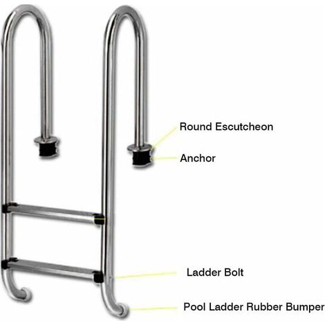 Kit de remplacement pour échelle de piscine avec boulon et échelle en caoutchouc avec ancrage de piscine et rosace ronde de piscine, (1/4)