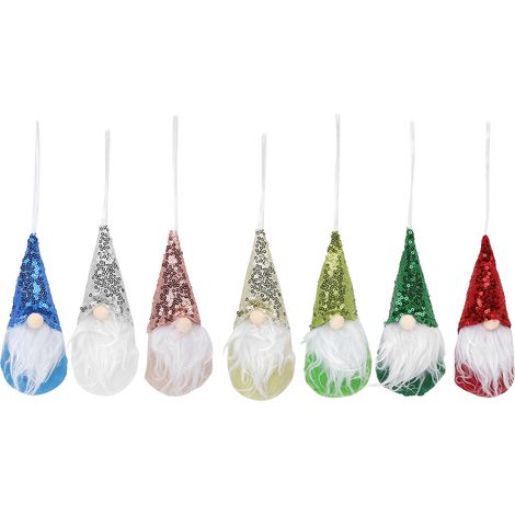 7 Pièces Ornements Nains Suspendus Porte-Bonheur Écologiques Mignons pour Sapin de Noël Décoration Murale Maison (1/5)