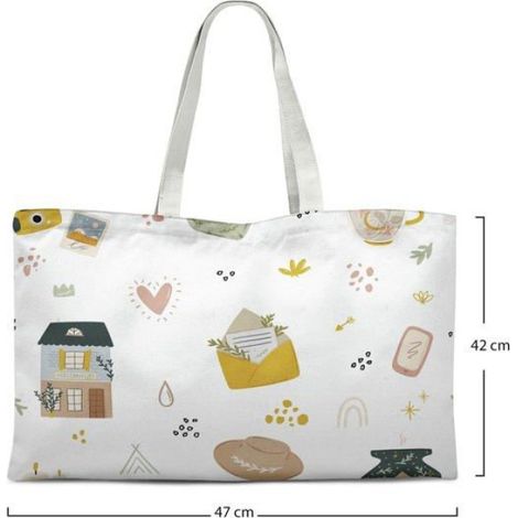 Sac Shopping Tote Bag Coton - 47x42 cm - Anse 30 cm - Réutilisable Écologique - 1 Pièce (1/4)