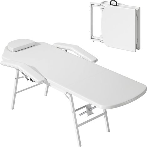 Tragbare Massageliege, verstellbare Rücken- und Beinstütze, weiß