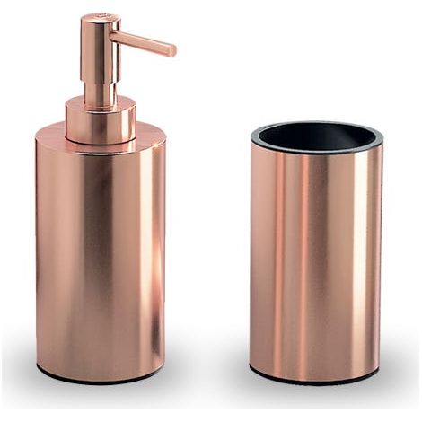 Set Accesorios De Lavabo De Acero Y Cobre De Apoyo  Clivia