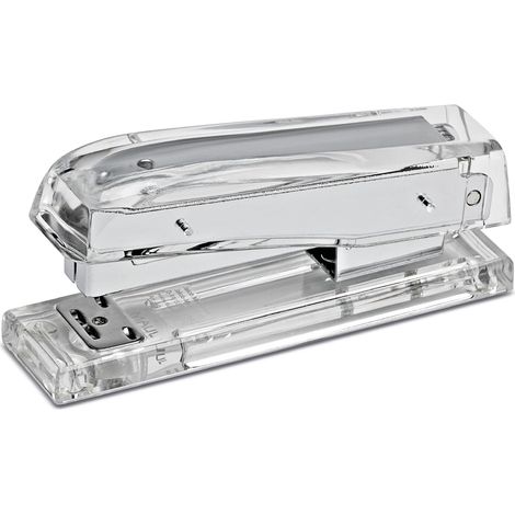 Agrafeuse en Acrylique, Agrafeuse Bureau pour Jusqu'à 15 Feuilles de Papier A4, Accessoire Bureau sans Agrafe, Picots pour une Bonne Stabilité, Organiseur pour le Bureau, Transparent (1/5)