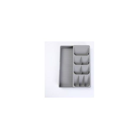 Range-couverts extensible grand format en plastique compact, gris – (1/4)