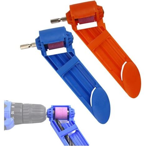 2 Pcs Foret Aiguiseur Foret,Aiguiseur de Forets en Corindon,Outil D'AffûTage de Foret Portable, Fait de Plastique ABS de Haute Qualité et de Meule en Corindon Brun,de Haute Dureté(Bleu,Orange) (1/5)