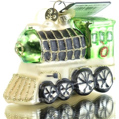 Nostalgie Weihnachtsanhänger Eisenbahn Grün 6 cm - Glas (1/3)