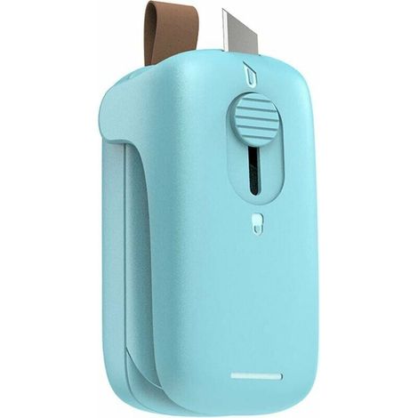 Green Mobility-Mini Scelleur, Mini Bag Sealer, Scelleur Portatif, Machine portative de thermoscelleuse à pression 2 en 1 avec le coupeur pour sacs en plastique Snack Fresh Bag, vert (batterie non incl (1/5)