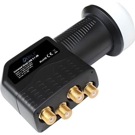 LNB Quad Tête Universelle 0,1 dB Gain 65 dB Full HD 3D Ultra HD 4K Gold