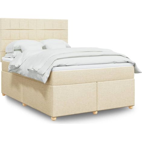 Boxspringbett mit Matratze Creme 160x200 cm Stoff vidaXL (1/5)