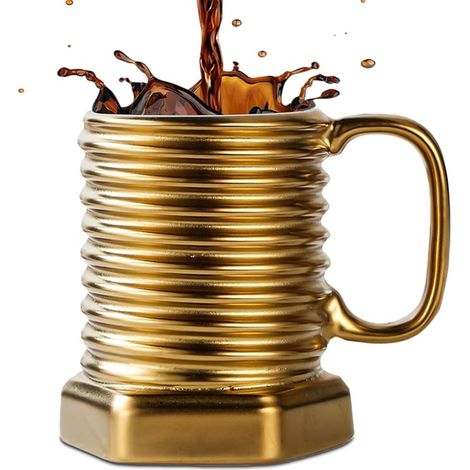 Mug Vis Mécanique Drôle, Tasse à Café 3D en Céramique Style Industriel, Mug pour Bureau et Atelier, Cadeau pour Homme, Ingénieur, Bricoleur (Boulons en Or) (1/3)