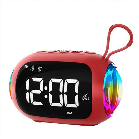 Réveil Radio FM Bluetooth Enceintes Multicolore Light Subwoofer avec Dimming Écran Double Alarme Lecteur de Musique C (1/5)