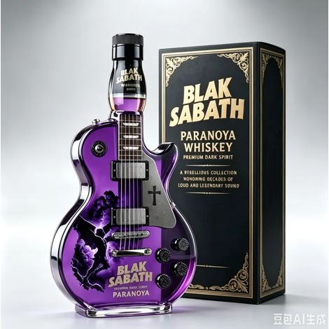 (boîte couleur) Carafe à whisky en forme de guitare Guns N' Roses, idéale pour la fête des pères. Bouteille en verre pour whisky du Tennessee, décoration de bar rock, objet de collection.